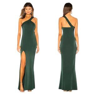 NBD Dress Women Small Emerald Green Satin Strappy Front Slit‎ Evan Gown Revolve